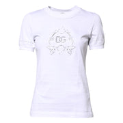 Dolce & Gabbana White Cotton Floral Logo Crew Neck T-shirt