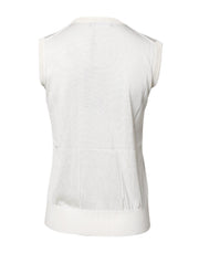 Dolce & Gabbana White Silk Round Neck Sleeveless Tank Top