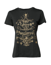 Dolce & Gabbana Black Cotton Round Neck Short Sleeve T-shirt