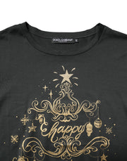 Dolce & Gabbana Black Cotton Round Neck Short Sleeve T-shirt