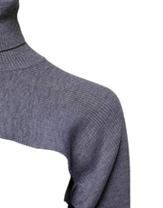 Dolce & Gabbana Gray Wool Knit Turtleneck Cropped Top Sweater