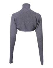 Dolce & Gabbana Gray Wool Knit Turtleneck Cropped Top Sweater
