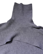 Dolce & Gabbana Gray Wool Knit Turtleneck Cropped Top Sweater