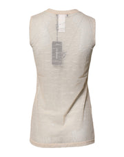 Dolce & Gabbana Ivory Nylon Logo See Through Sleeveless Tank Top