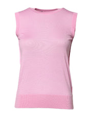 Dolce & Gabbana Pink Cashmere Round Neck Sleeveless Tank Top