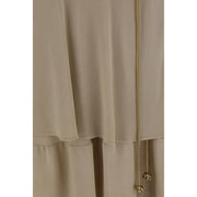 Quira Beige Silk Long Skirt