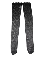 Dolce & Gabbana Black Floral Lace Cotton Stretch Stockings Socks