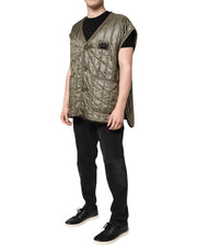 Dolce & Gabbana Brown Logo Plaque Quilted Vest Jacket