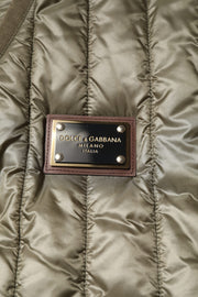 Dolce & Gabbana Brown Logo Plaque Quilted Vest Jacket