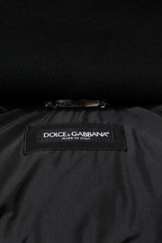 Dolce & Gabbana Blue Logo Full Zip Hooded Quilted Jacket