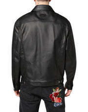 Dolce & Gabbana Black Polyester Button Down Biker Jacket