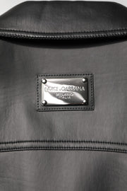 Dolce & Gabbana Black Polyester Button Down Biker Jacket