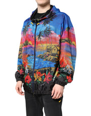 Dolce & Gabbana Multicolor Print Hooded Windbreaker Jacket