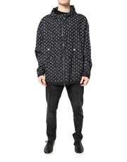 Dolce & Gabbana Black Heart Print Hooded Windbreaker Jacket