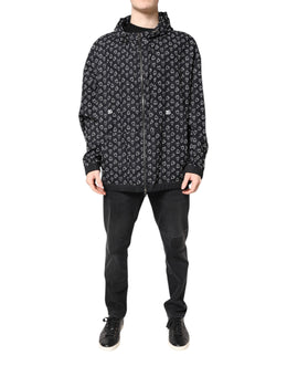 Dolce & Gabbana Black Heart Print Hooded Windbreaker Jacket