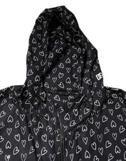 Dolce & Gabbana Black Heart Print Hooded Windbreaker Jacket