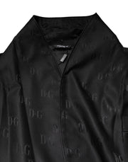 Dolce & Gabbana Black Silk DG Logo Men Wrap Robe Coat Jacket