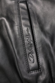 Dolce & Gabbana Black Lambskin Leather Full Zip Biker Jacket