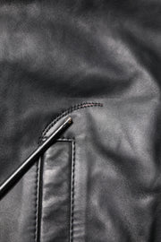 Dolce & Gabbana Black Lambskin Leather Full Zip Biker Jacket