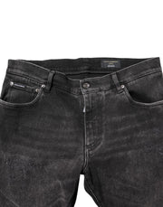 Dolce & Gabbana Gray Washed Cotton Skinny Denim Jeans