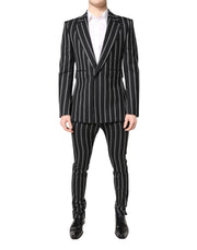 Dolce & Gabbana Black Striped SICILIA Formal 2 Piece Suit