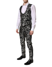 Dolce & Gabbana Black Gray MARTINI Jacquard Men 3 Piece Suit