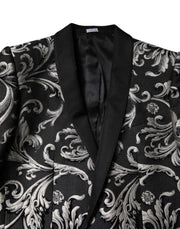 Dolce & Gabbana Black Gray MARTINI Jacquard Men 3 Piece Suit