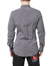 Dolce & Gabbana Black White Striped GOLD Formal Dress Shirt