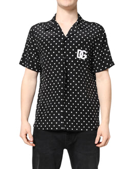 Dolce & Gabbana Black Polka Dot Short Sleeves Casual Shirt