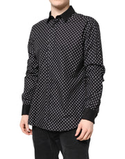 Dolce & Gabbana Black Polka Dot Cotton Formal Dress Shirt
