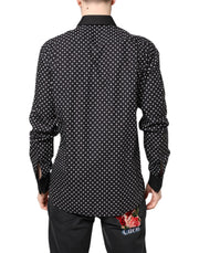 Dolce & Gabbana Black Polka Dot Cotton Formal Dress Shirt
