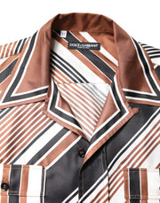 Dolce & Gabbana Multicolor Striped Silk Short Sleeves Shirt
