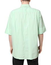 Dolce & Gabbana Green Cotton Short Sleeves Men Casual Shirt