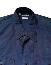 Dolce & Gabbana Blue Cotton GOLD Long Sleeves Casual Shirt
