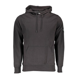 Calvin Klein Black Cotton Men Sweater with Central Pocket and Hood