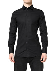 Dolce & Gabbana Black GOLD Cotton Long Sleeves Dress Shirt