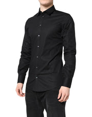 Dolce & Gabbana Black GOLD Cotton Long Sleeves Dress Shirt