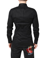Dolce & Gabbana Black GOLD Cotton Long Sleeves Dress Shirt