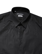Dolce & Gabbana Black GOLD Cotton Long Sleeves Dress Shirt