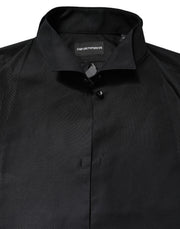 Emporio Armani Black Cotton Long Sleeves Formal Dress Shirt