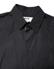 MSGM Black Printed Short Sleeves Collared Men Casual Shirt