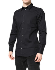 Dolce & Gabbana Black GOLD Cotton Long Sleeves Dress Shirt