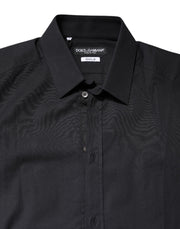 Dolce & Gabbana Black GOLD Cotton Long Sleeves Dress Shirt