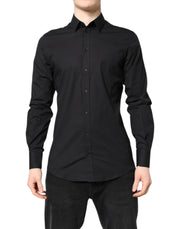 Dolce & Gabbana Black GOLD Cotton Dress Formal Shirt