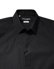 Dolce & Gabbana Black GOLD Cotton Dress Formal Shirt