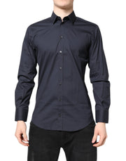 Dolce & Gabbana Dark Blue MARTINI Cotton Dress Formal Shirt