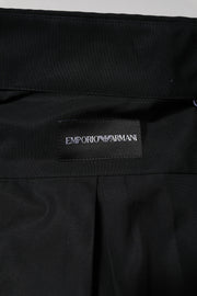 Emporio Armani Black Cotton Long Sleeves Men Formal Dress Shirt