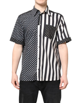 Dolce & Gabbana Black White Stripe Button Down Casual Shirt
