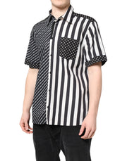 Dolce & Gabbana Black White Stripe Button Down Casual Shirt