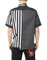 Dolce & Gabbana Black White Stripe Button Down Casual Shirt